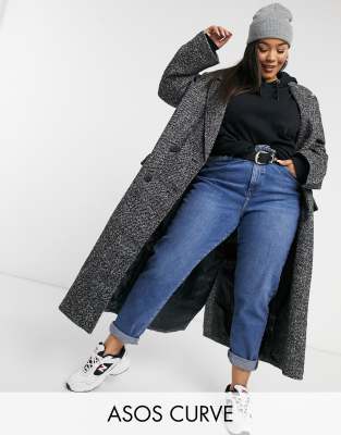 фото Монохромное пальто макси зернистой расцветки asos design-мульти asos curve