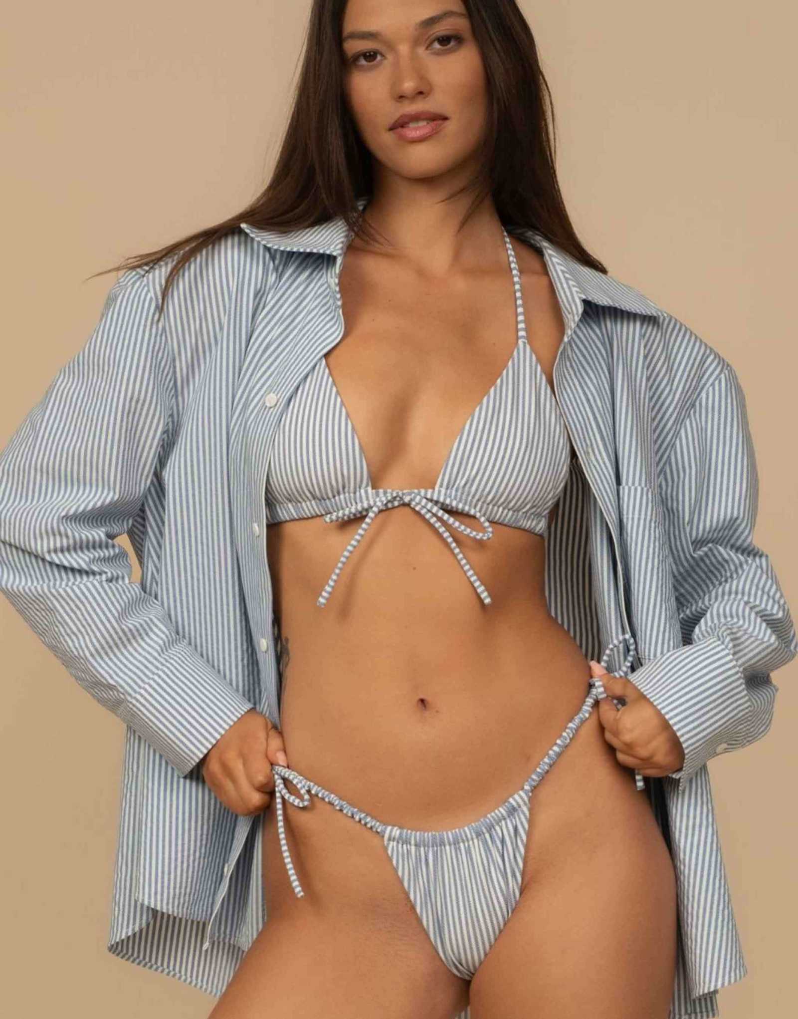 Рубашка MONTCE boyfriend на пуговицах в классическую синюю полоску