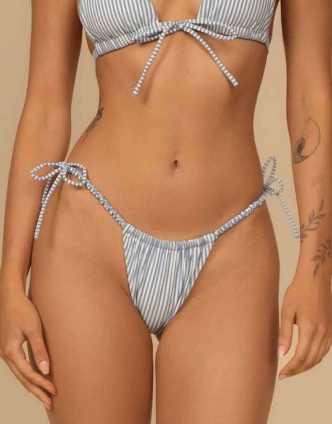 MONTCE Classic blue stripe brasil (scrunch) bikini bottom in classic blue stripe