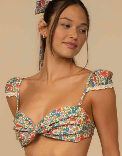 MONTCE cabana bikini top w/trim in florencia floral