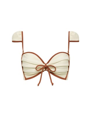 Montce Camana Contrast Binding Cap Sleeve Bikini Top In White