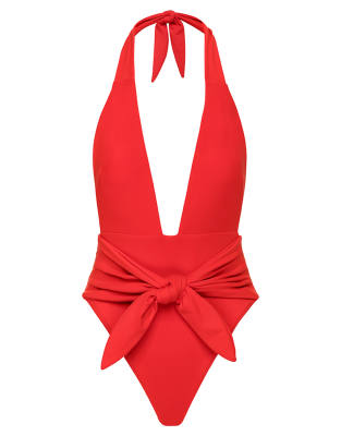 Montce Cherry Tropez Tie-up One-piece-red In Red