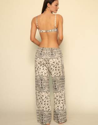 Montce Ivy Bandana Drawstring Wide Leg Pants-multi In Neutral