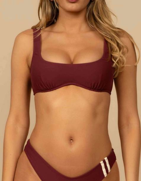 MONTCE kaia sport bikini top in maroon - view 1