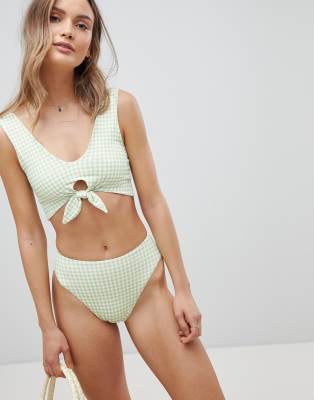 green gingham swimsuit