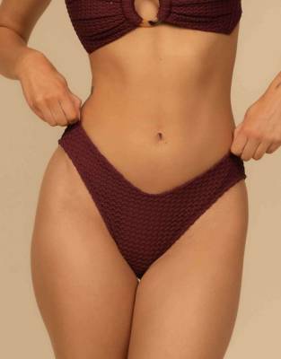 Montce Lulu (zig-zag Stitch) Bikini Bottom In Brown
