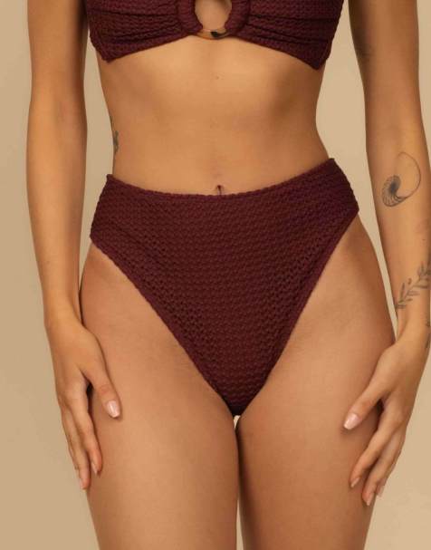 MONTCE paula bikini bottom in maroon crochet - view 1