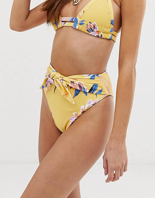 Women Montce Paula tie up bikini bottom in yellow floral 