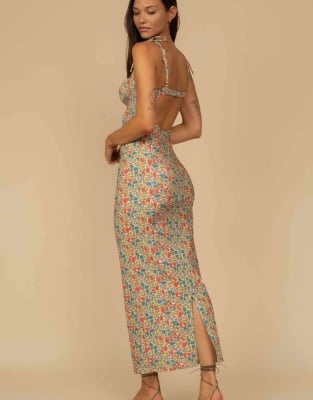 Montce Petal Long Slip Dress In Multi
