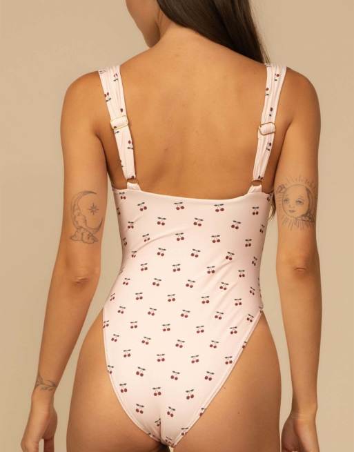 MONTCE petal variation one-piece in cherries | ASOS