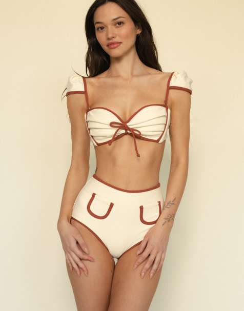 MONTCE polly bikini bottoms in terracotta binded oat - view 1