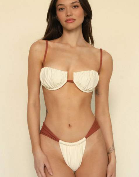 MONTCE sandra bikini bottoms in terracotta binded oat - view 1