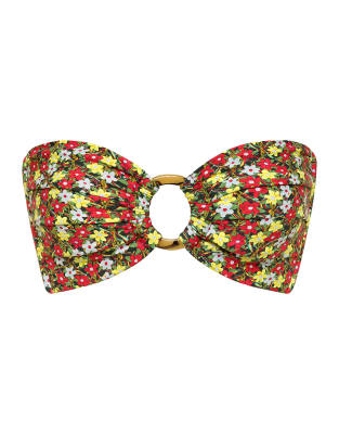Montce Sienna Floral Tori Ties Bandeau Bikini Top-multi In Brown