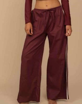 Montce Sporty Drawstring Wide-leg Pants In Burgundy