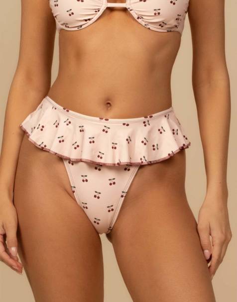 MONTCE tamarindo ruffle bikini bottom in cherries - view 1