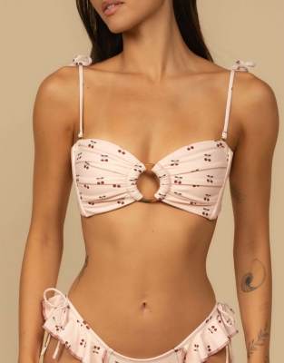 Montce Tori Ties Bandeau Bikini Top In Pink