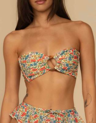 Montce Tori Ties Bandeau Bikini Top In Multi