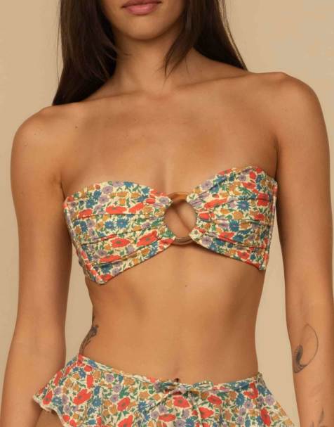 MONTCE tori ties bandeau bikini top in florencia floral - view 1