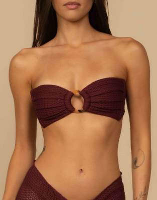 Montce Tori Ties Bandeau Bikini Top In Red