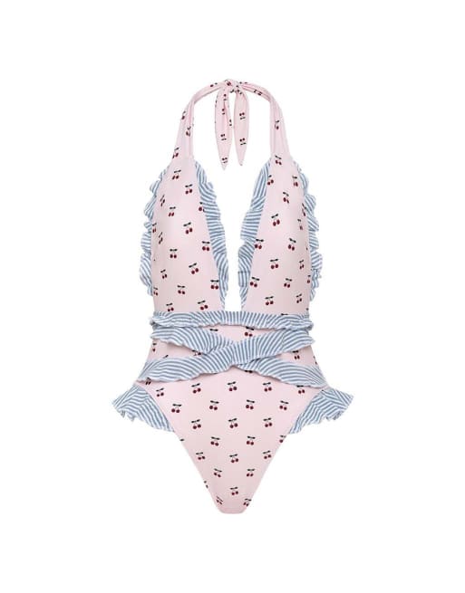 MONTCE tropez ruffle edge one-piece in cherries | ASOS