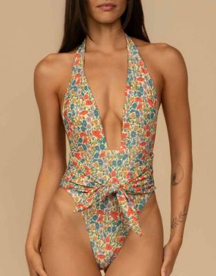 MONTCE tropez tie-up one-piece in florencia floral-Multi