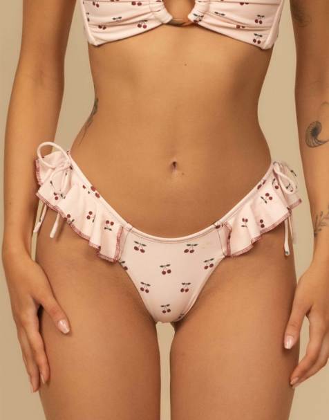 MONTCE Cherries uno ruffle bows bikini bottom in cherries