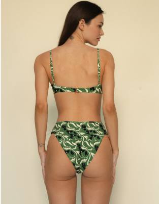 Montce Veronica Floral Simonette Bikini Top-multi In Green