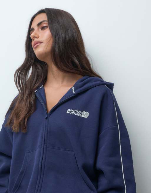 Montirex 19 full zip hoodie in noir blue, 4 of 5