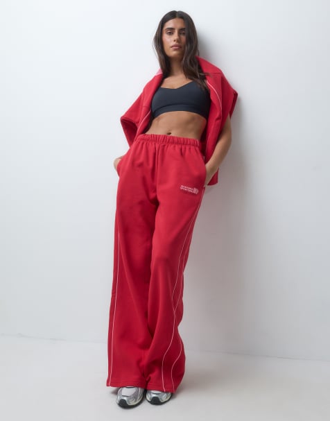 Montirex 19 wide leg joggers in ruby red - view 1