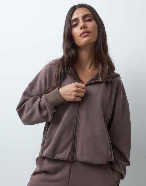 Montirex cloud full zip hoodie in brown - view 1