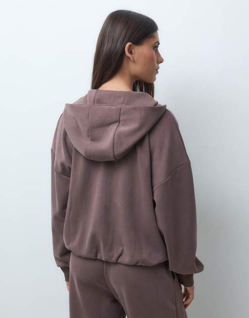 Montirex cloud full zip hoodie in brown, 4 of 5
