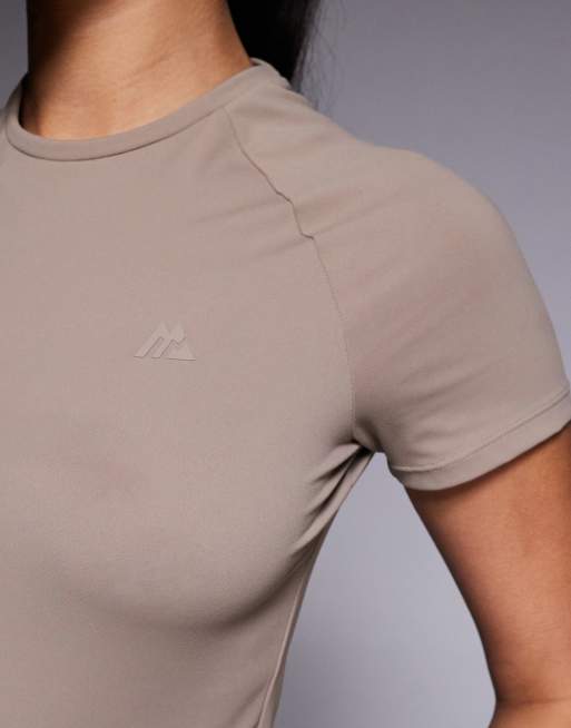 Montirex – Form – Brązowy, przylegający T-shirt, 4 z 4
