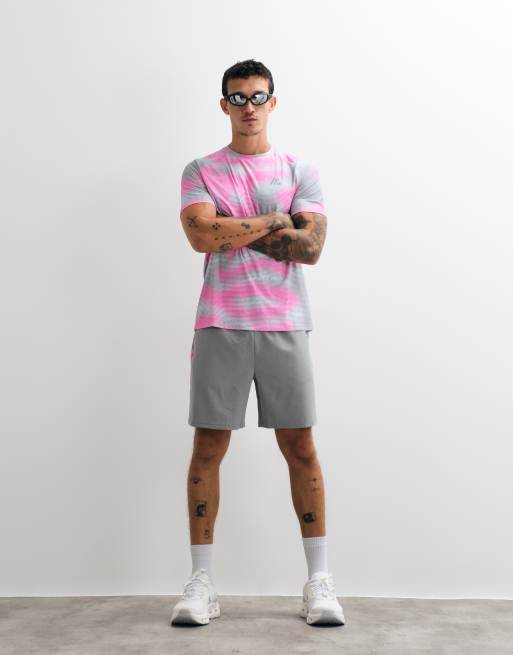 Montirex Haze T-shirt in grijs en neonroze effect, 3 van 5