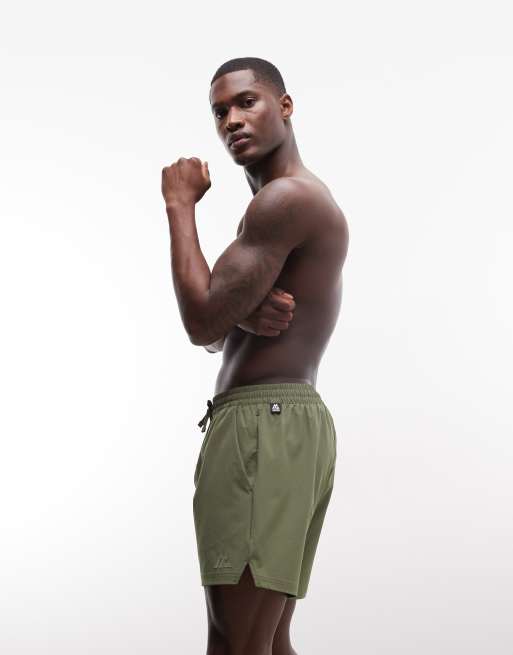 Montirex Monogram swim shorts in khaki, 3 of 5