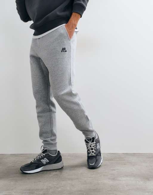 Montirex pantaloni da tuta in pile con logo, grigio mélange, 2 di 5