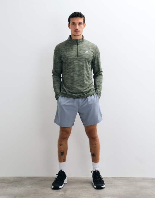 Montirex Trail 2.0 1/4 zip long sleeve top in slate green marl, 3 of 5