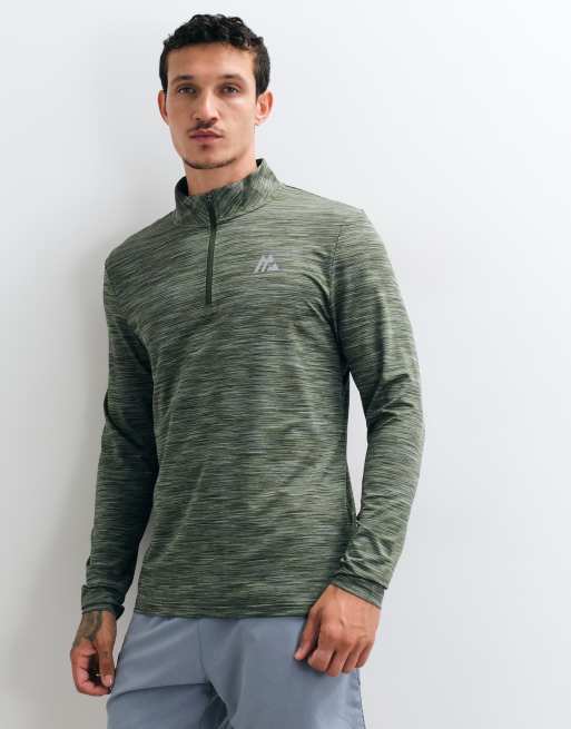 Montirex Trail 2.0 1/4 zip long sleeve top in slate green marl, 4 of 5