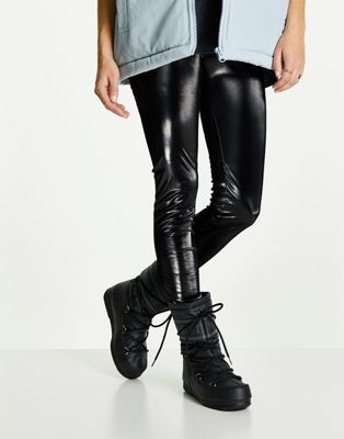 Femme Moon Boot - Bottes de neige imperméables en nylon d'épaisseur moyenne - Noir