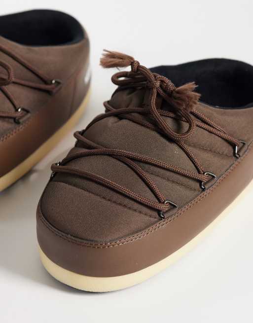 Moon Boot EVX mules de fieltro y nailon en marrón chocolate, 3 de 4