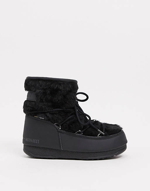 Moon Boot fluffy low snowboots in black