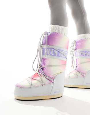 Moon Boot high ankle snow boots in pastel tie dye