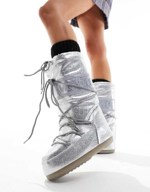 Silver glitter hotsell moon boots