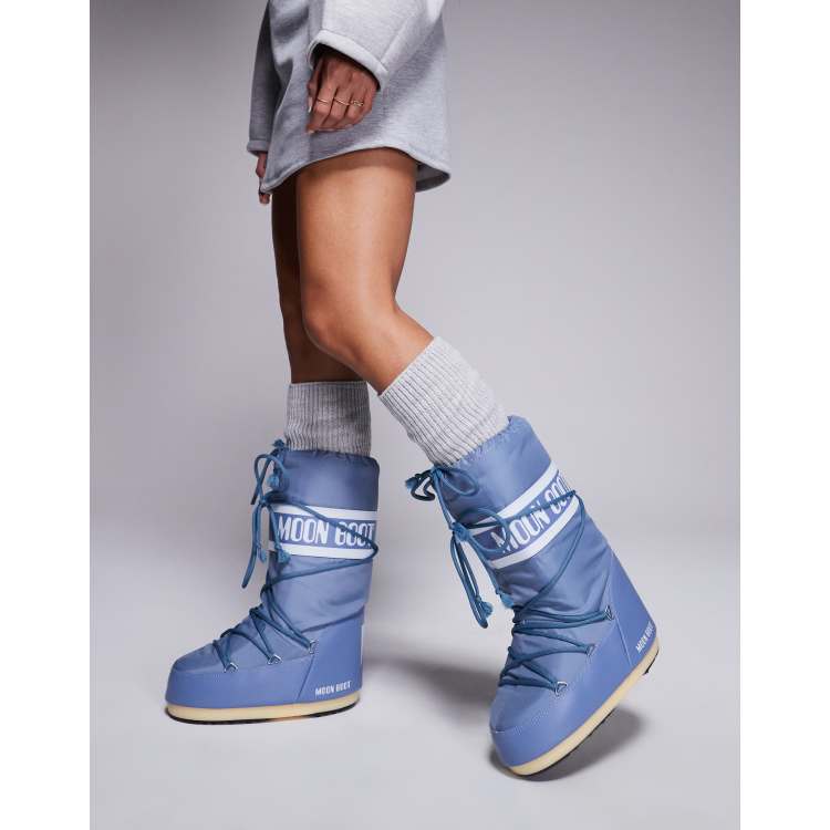 Moon Boot Icon high boots in light blue ASOS