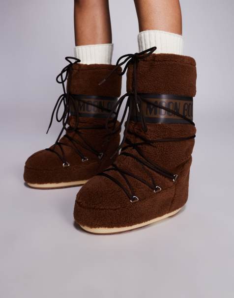 Moon Boot Icon high fleece boots in brown - view 1