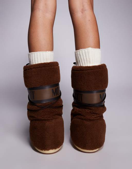Moon Boot Icon high fleece boots in brown, 2 of 4