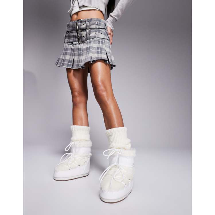 Moon Boot Icon low faux fur boots in white ASOS