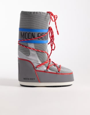 Moon Boot - Icon Low Space Racing - Schneestiefel in Silber mit hohem Schaft
