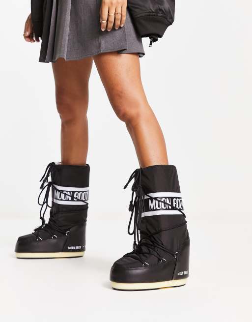 Moon Boot – Icon – Svarta knäboots i vattentät nylon