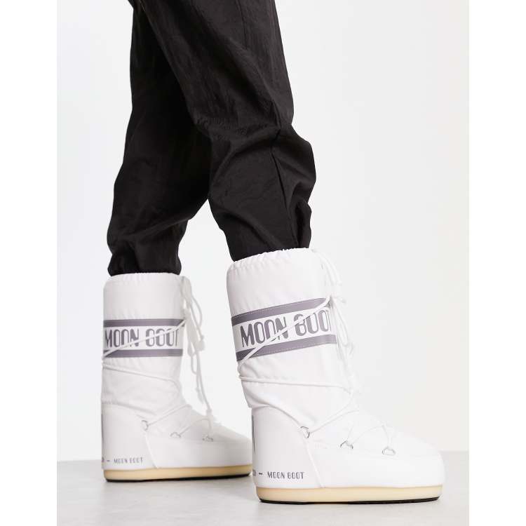 【未使用】MOON BOOT ミッドカフ Icon Nylon White Moonboot Moon Boot Icon Nylon Black/White Men's Après-Ski Boots