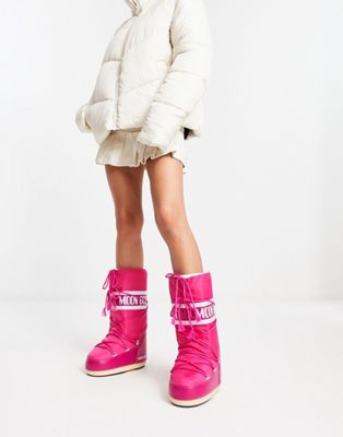 Icon waterproof nylon knee boot in bright pink